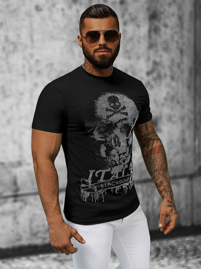 T-shirt męski slim fit czarny OZONEE NB/MT3025