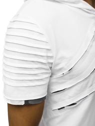 T-Shirt z kapturem męski biały OZONEE O/1187XZ