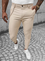Spodnie męskie chino materiałowe beżowe OZONEE DJ/550170