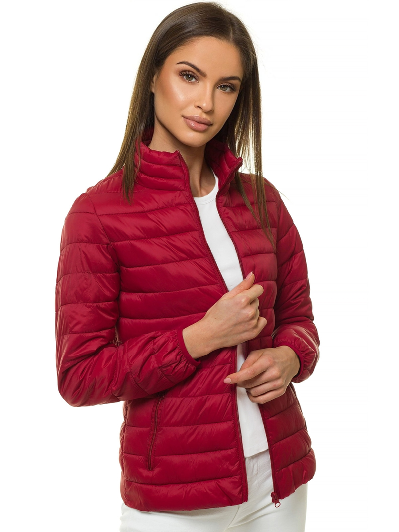 Kurtka przejściowa damska pikowana bordowa OZONEE JS/20311