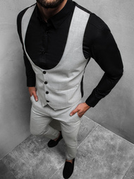 Komplet męski - kamizelka I spodnie chino szary OZONEE DJ/5559