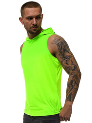 Koszulka bez rękawów z kapturem męska zielony-neon OZONEE O/2537X