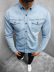 Чоловіча джинсова сорочка Яскраво-Синя OZONEE O/K1263