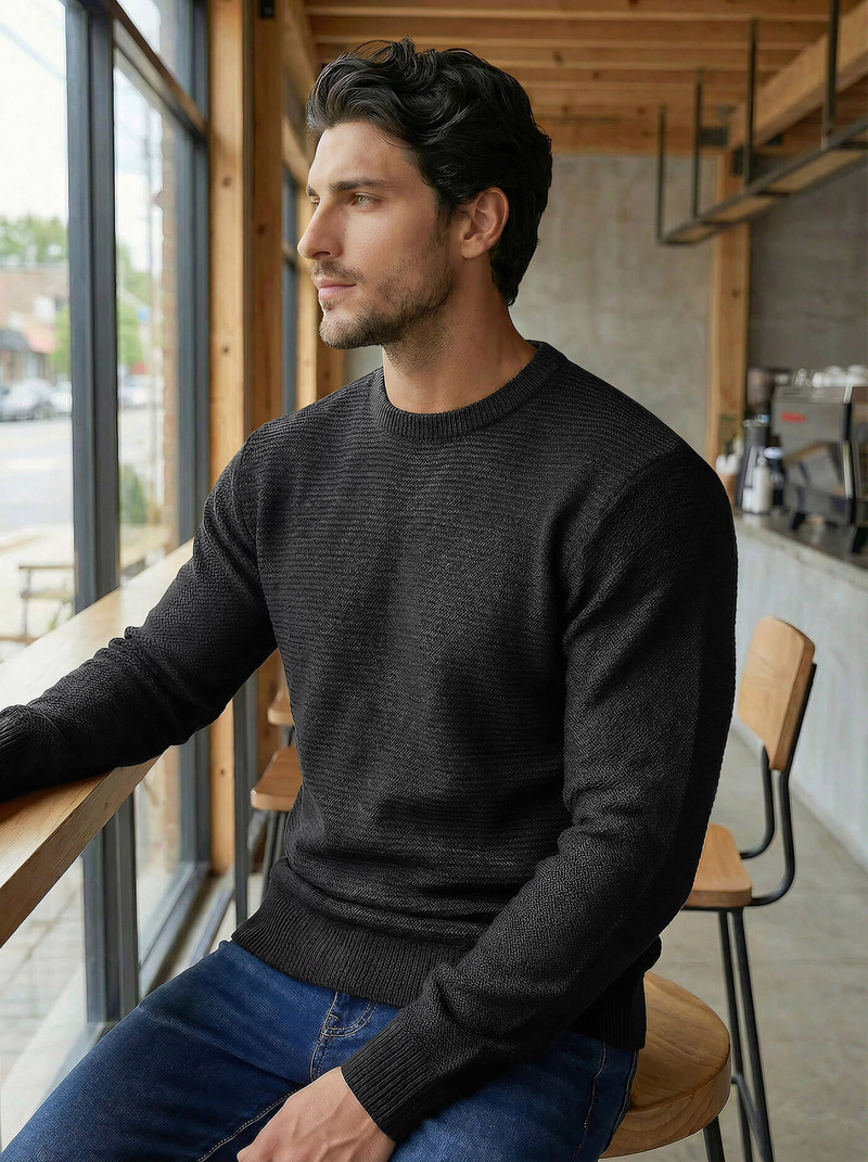 Sweter męski golf czarny OZONEE JS/59B3600/3