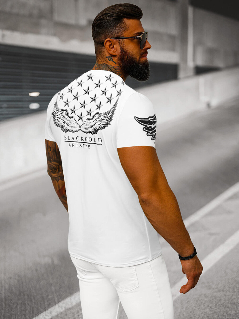 T-shirt męski slim fit biały OZONEE NB/MT3053Z