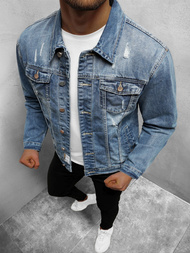 Kurtka męska jeansowa jasno-niebieska OZONEE NB/MJ500BC