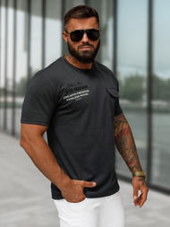 T-shirt męski regular fit czarny OZONEE O/QQ1530