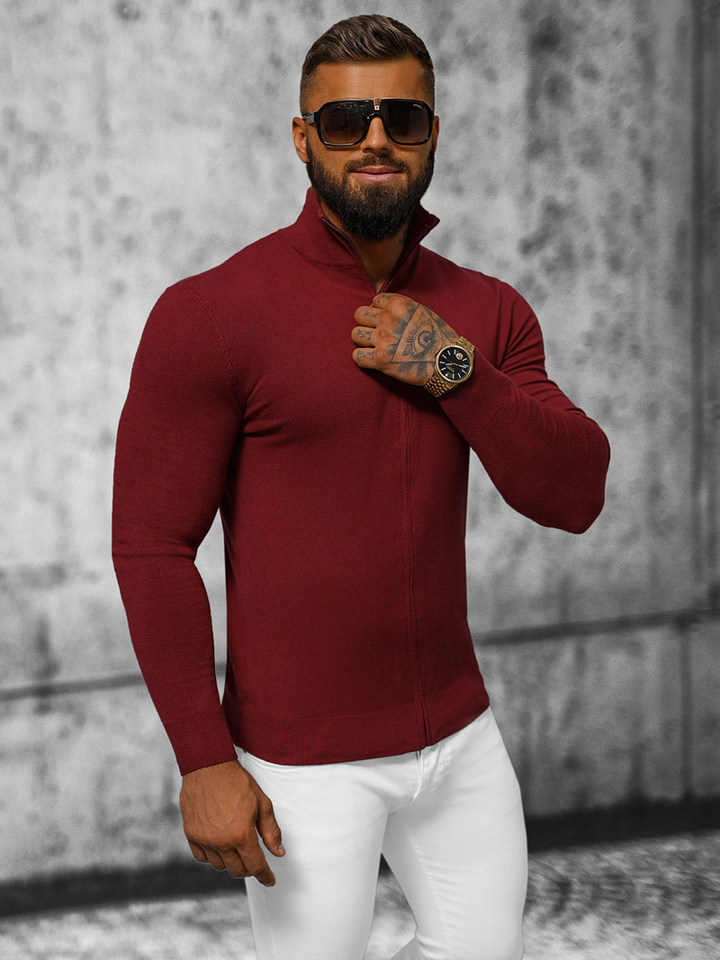 Sweter męski rozpinany bordowy OZONEE NB/MM6004/7Z