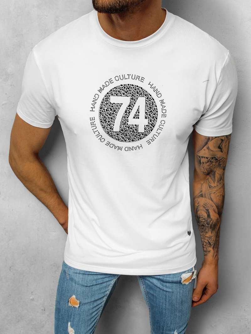 T-Shirt męski biały OZONEE NB/3003