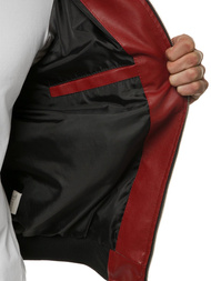 Kurtka skórzana męska bordowa OZONEE JB/JP1147Z