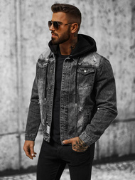 Kurtka męska jeansowa czarna OZONEE NB/MJ505NZ