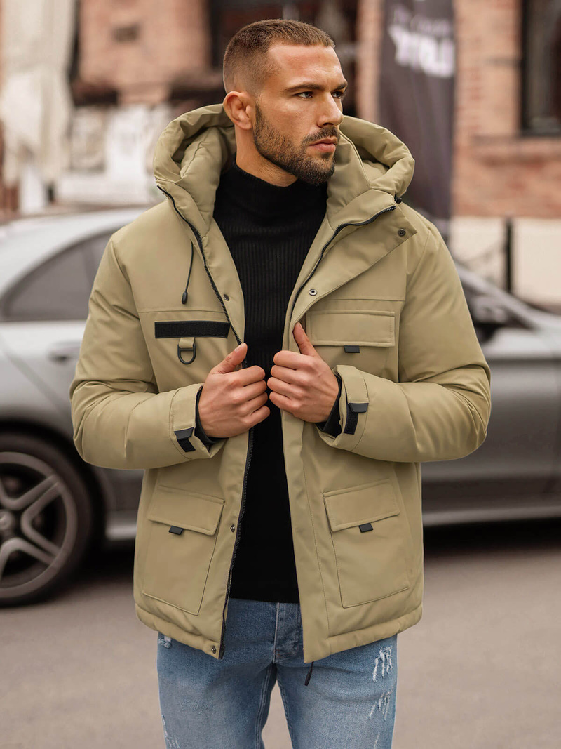 Kurtka zimowa męska beżowa OZONEE JS/31M5018Z