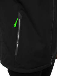 Kurtka softshell męska z kapturem czarno-zielona OZONEE GE/12268