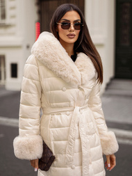 Płaszcz zimowy damski beżowy OZONEE JS/5M3160/254/BZ