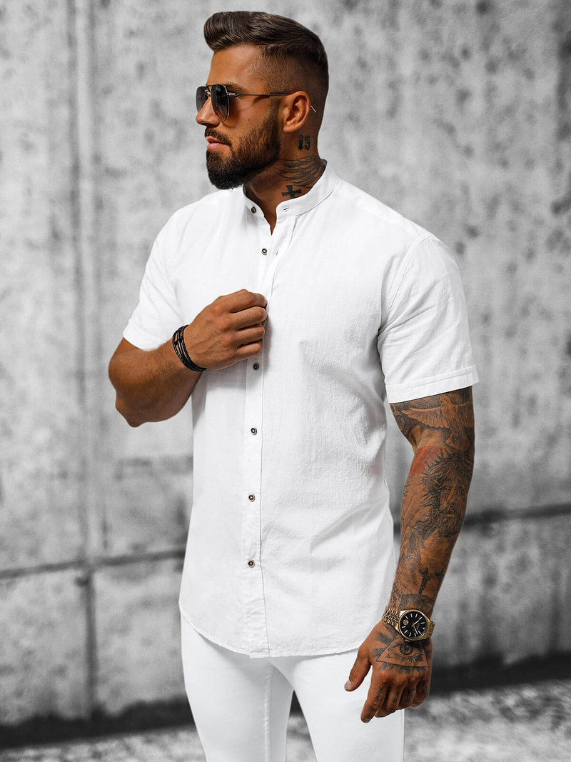 Koszula męska z krótkim rękawem biała OZONEE O/V49