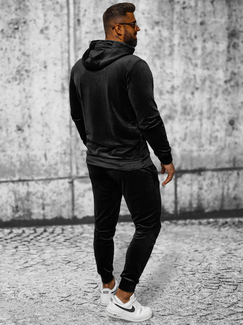 Komplet dresowy męski welurowy czarny OZONEE JS/8C1171/3