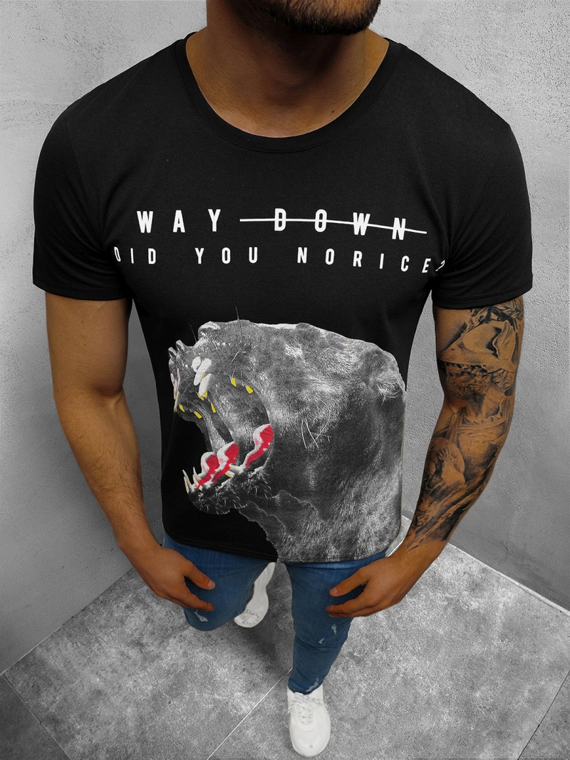 T-Shirt męski czarny OZONEE O/1298