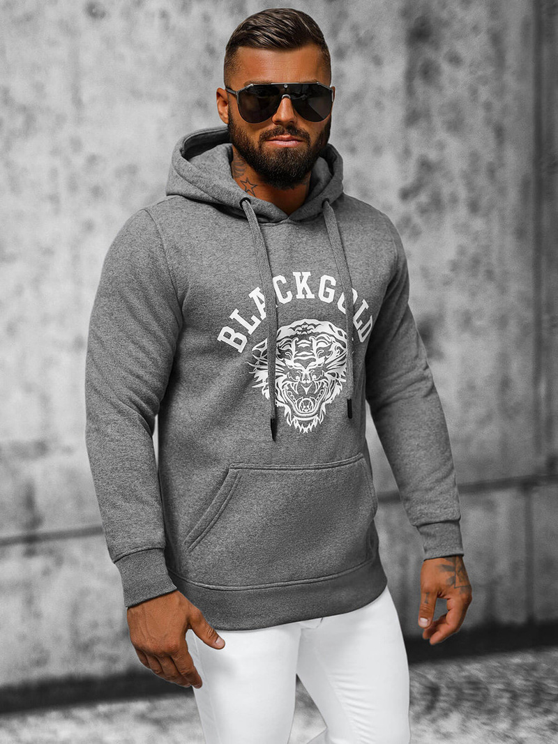 Bluza męska z kapturem grafitowa OZONEE NB/MF2007