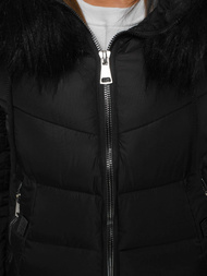 Kurtka zimowa damska parka z futerkiem czarna OZONEE O/SW028/1