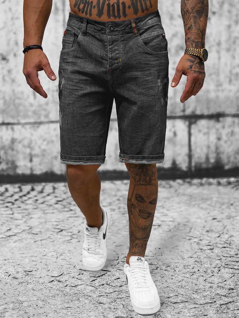 Spodenki męskie jeansowe czarne OZONEE O/24000