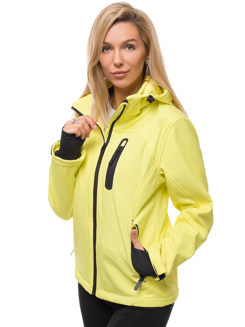 Kurtka softshell damska z kapturem żółta OZONEE N/4849