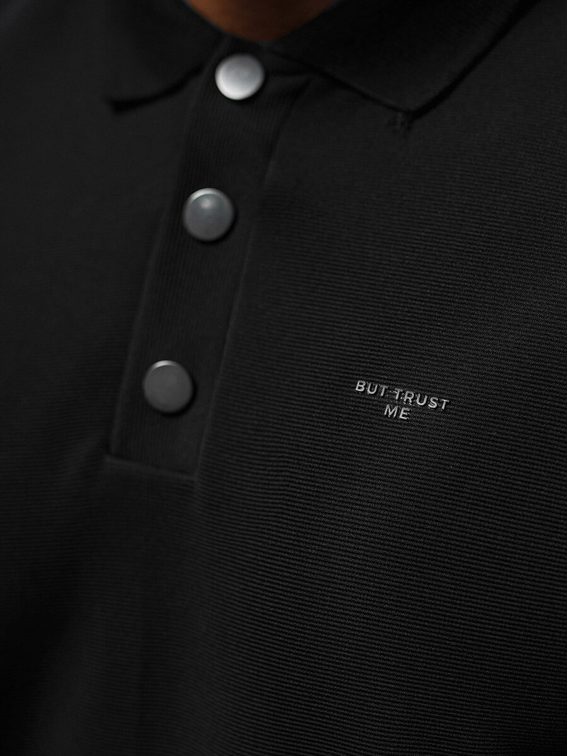 Bluza męska z kołnierzykiem czarna OZONEE O/TB2203