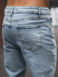 Spodnie jeansowe joggery męskie jasno-niebieskie OZONEE DP/780Z