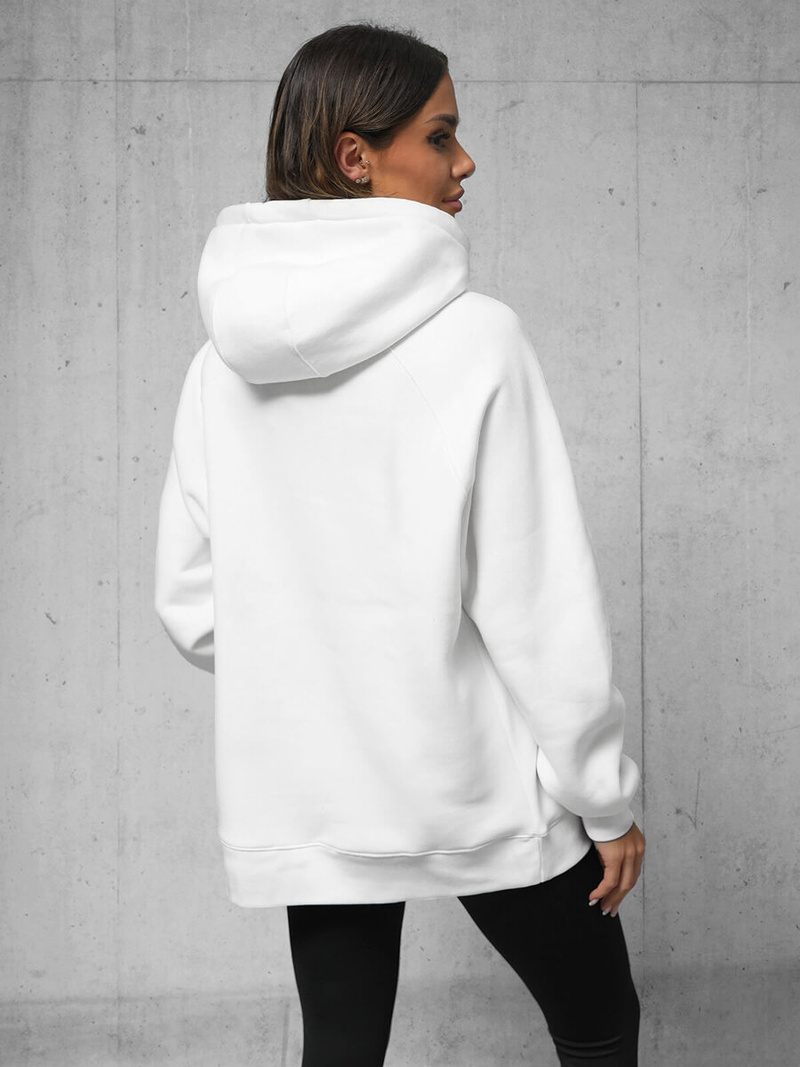 Bluza z kapturem oversize biała OZONEE O/SWE23040Z