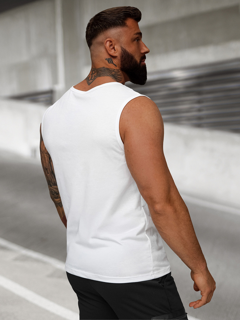 Koszulka bez rękawów męska biała OZONEE JS/8B1725/1Z