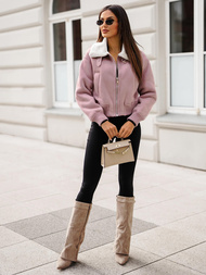 Kurtka damska z futerkiem pudrowa OZONEE O/81326