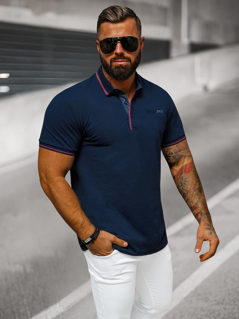 Футболка Поло Чоловіча Tемно-Cиня OZONEE O/DA758