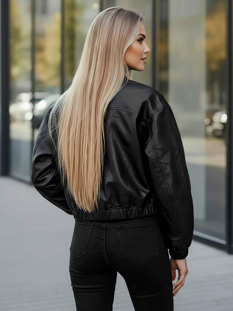 Kurtka skórzana damska czarna OZONEE JS/11Z8281