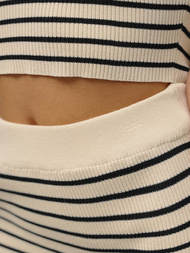 Komplet damski beżowo/czarny - top i spódnica OZONEE O/CH5801