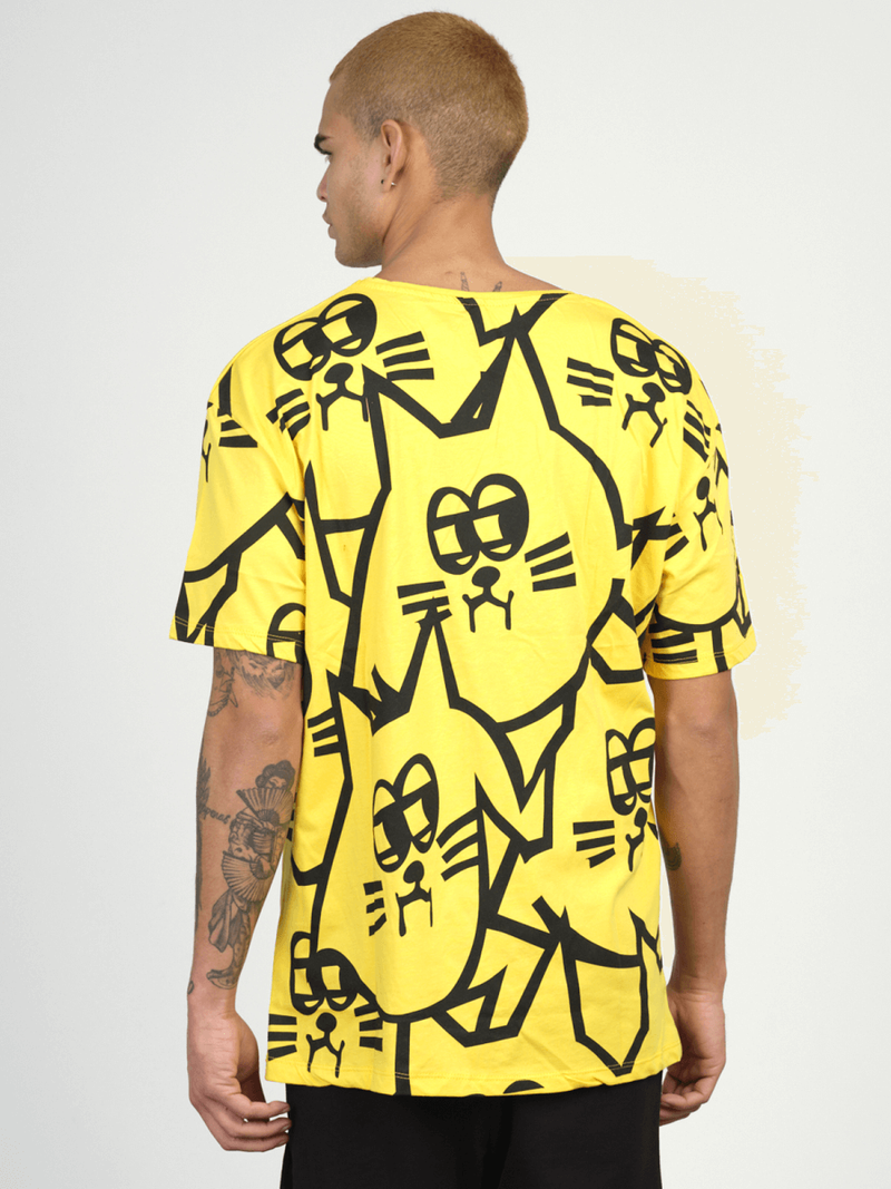 T-Shirt męski z nadrukiem żółty OZONEE MR/21535