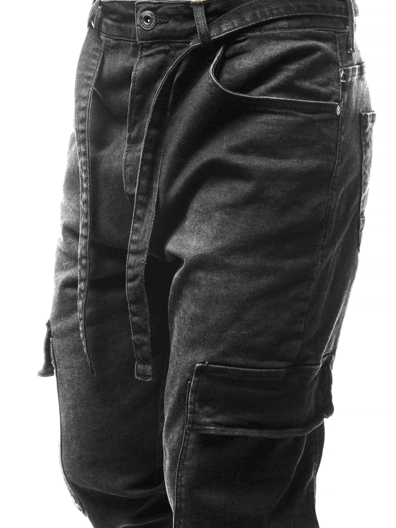 Spodnie jeansowe joggery męskie czarne OZONEE O/B4967