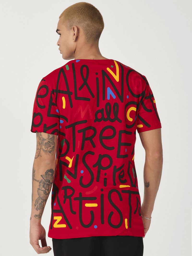 T-Shirt męski z nadrukiem czerwony OZONEE MR/21518