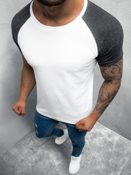 Футболка чоловіча Бiло-темно-сіра OZONEE O/1176 