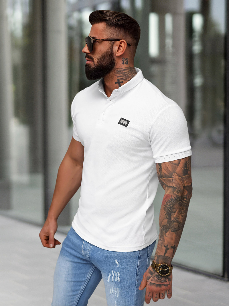 Koszulka męska polo biała OZONEE O/YN2/577