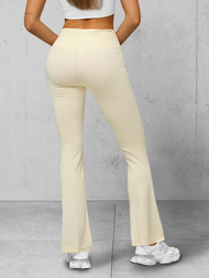 Legginsy damskie z szeroką nogawką ecru OZONEE JS/17K570/1