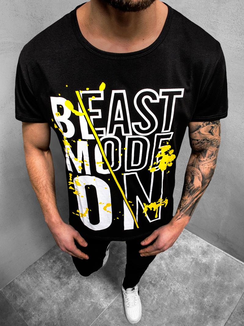 T-Shirt męski czarny OZONEE JS/KS1949Z