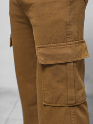 Spodnie jeansowe męskie wide leg brązowe OZONEE DO/4001