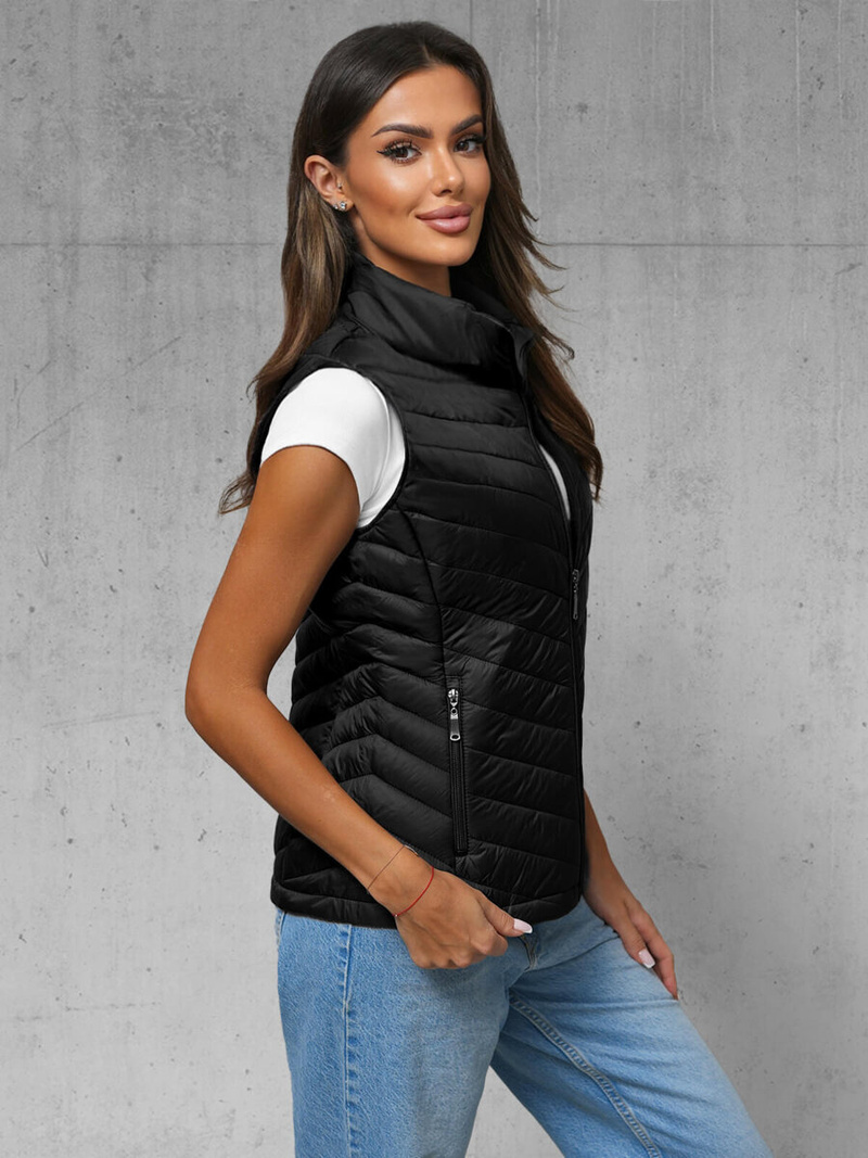 Стьобаний жіночий жилет чорний OZONEE JS/16M9063/392