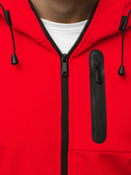 Kurtka softshell męska z kapturem czerwona OZONEE JS/KS2183