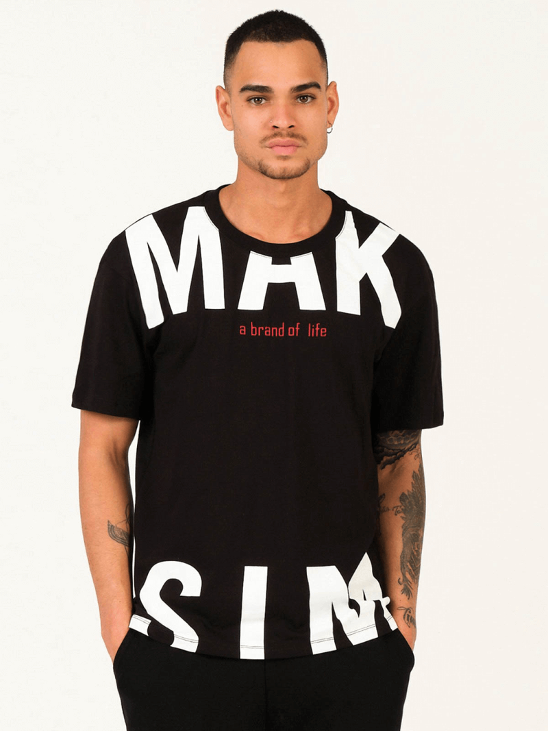 T-Shirt męski z nadrukiem czarny OZONEE MR/21572