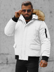 Kurtka zimowa męska z futerkiem biała OZONEE JS/M2019/281