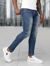 Spodnie jeansowe męskie slim fit ciemno-niebieskie OZONEE NB/MP0082BS
