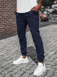 Spodnie męskie chino joggery materiałowe granatowe OZONEE DJ/5539Z