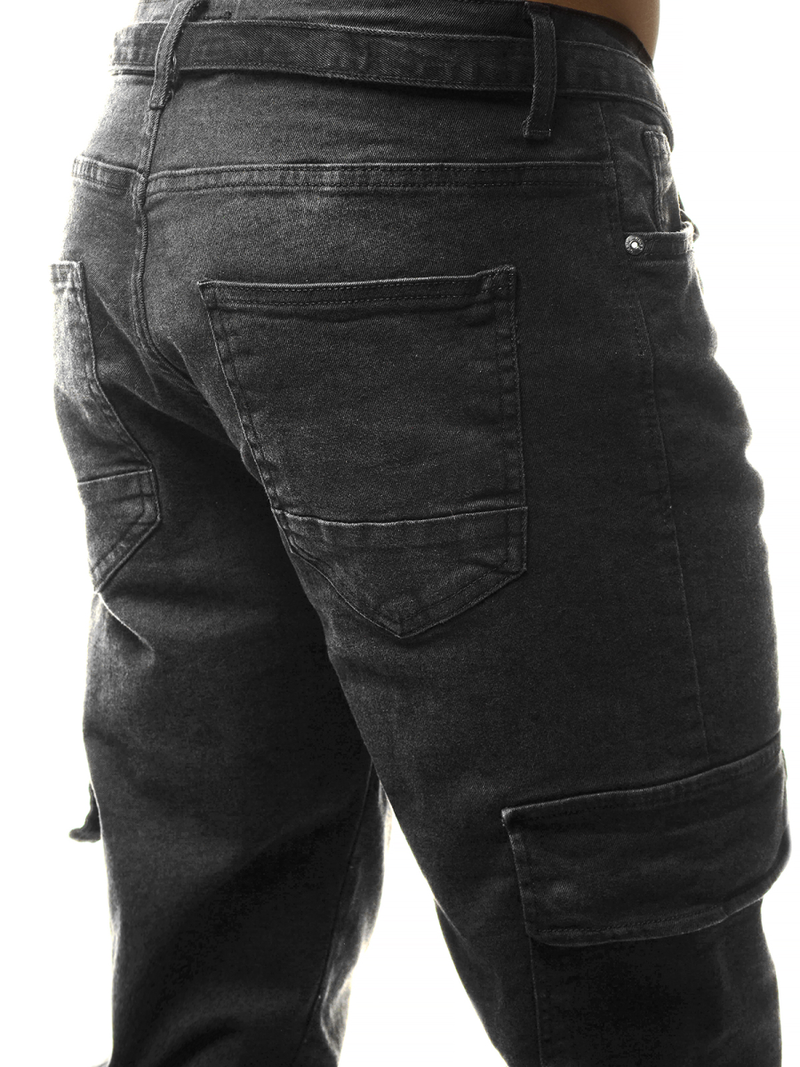 Spodnie jeansowe joggery męskie czarne OZONEE O/B4967