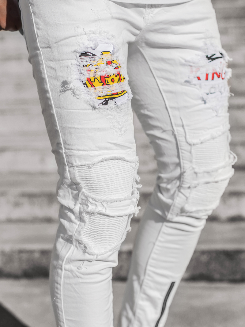 Spodnie męskie jeans białe OZONEE T/82010