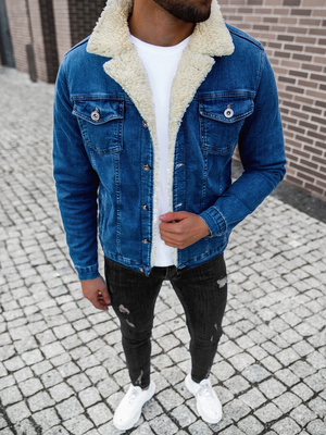 Kurtka męska jeans ciemnoniebieska OZONEE BN/7274